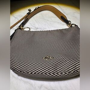 Coach Black and Tan Checkered Shoulder Bag